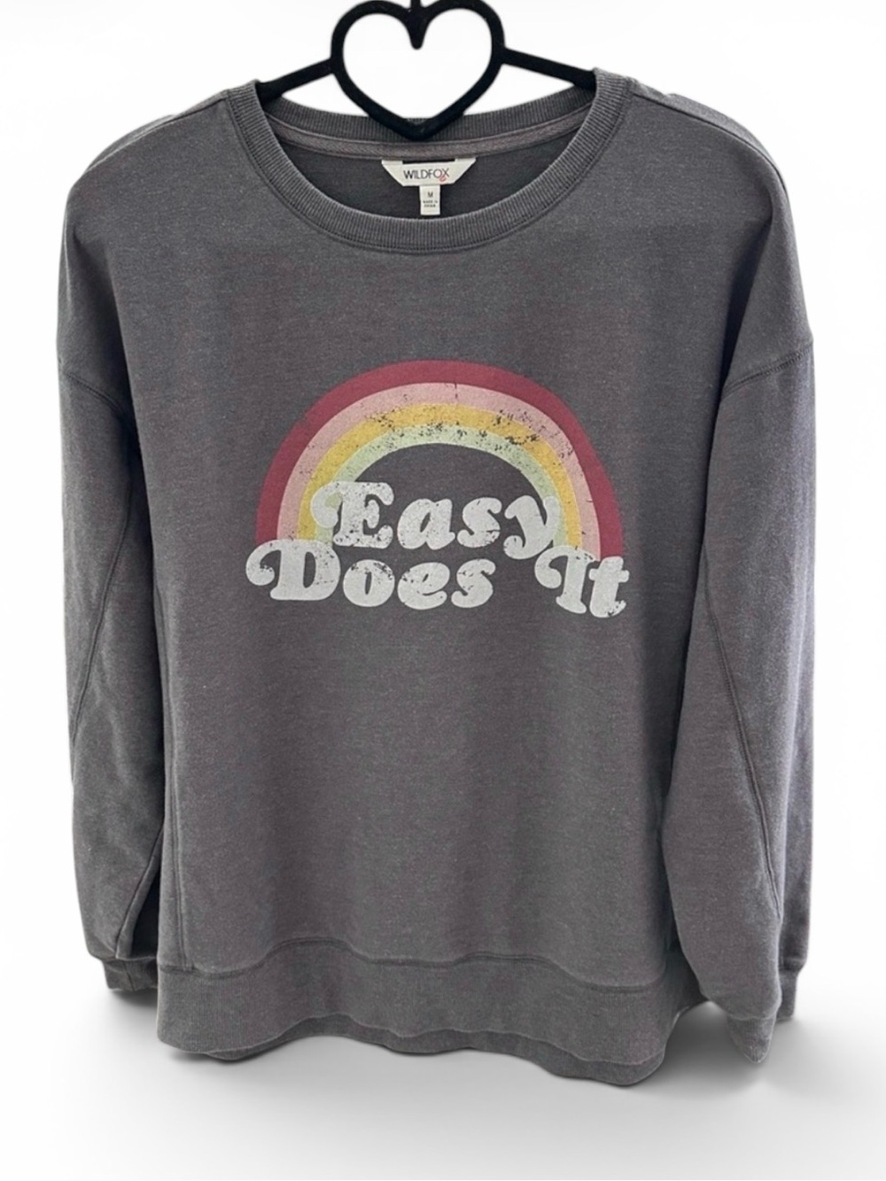 Wildfox Gray Rainbow Graphic Oversized Sweatshirt Size M